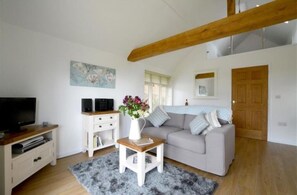 TV, DVD player, books, stereo