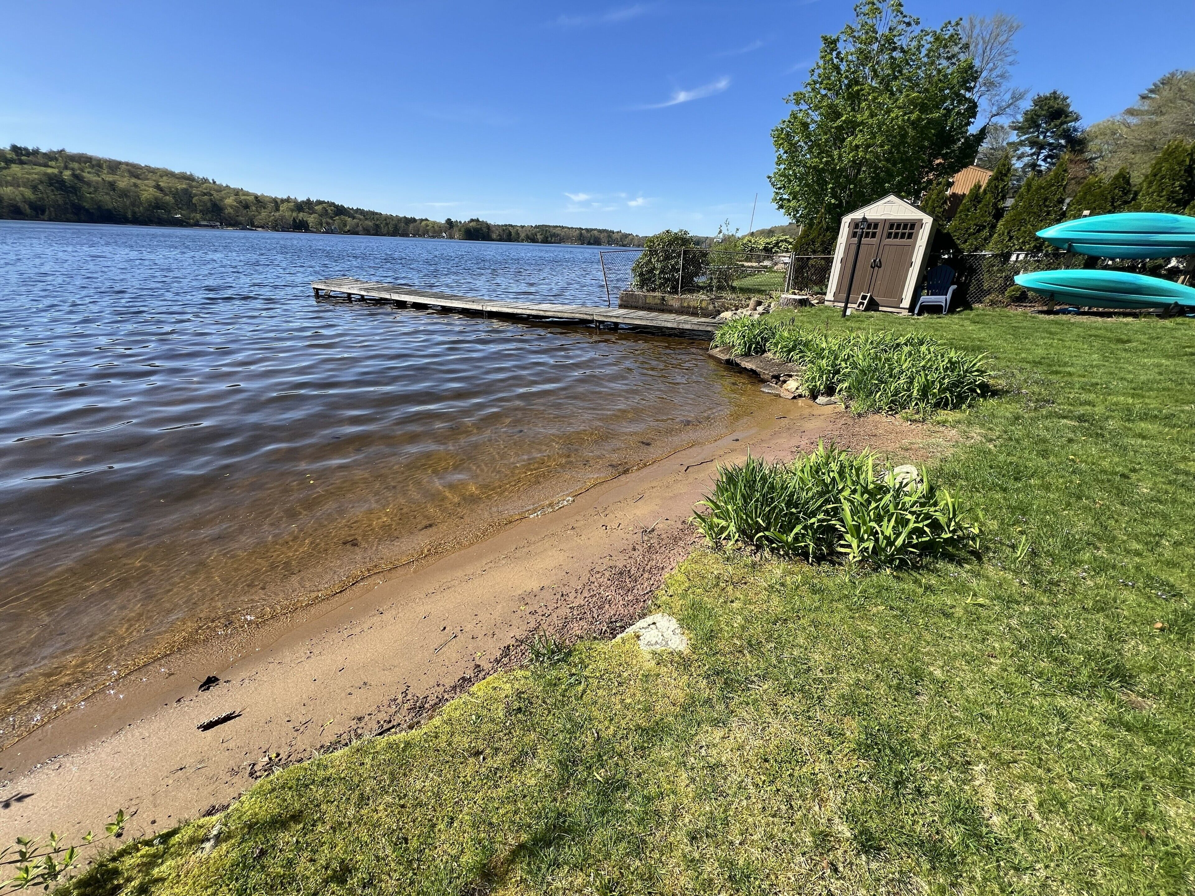 On the beach, sun loungers
