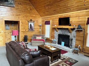 Smart TV, chimenea, reproductor de DVD