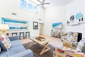 Signature Apartment, 2 Bedrooms, Pool Access, Beach View | Living room | Flat-screen TV