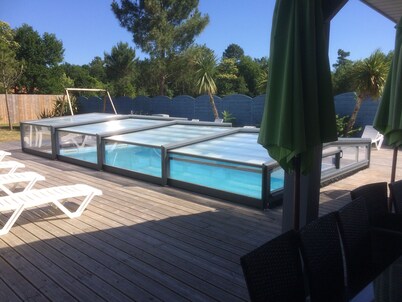 Cerca de soulac / sea house 16 personas, piscina cubierta climatizada 28 °, jacuzzi, sauna