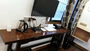 Desk, blackout drapes, free WiFi