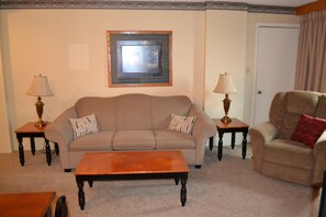 Una televisión, una chimenea, una videoteca