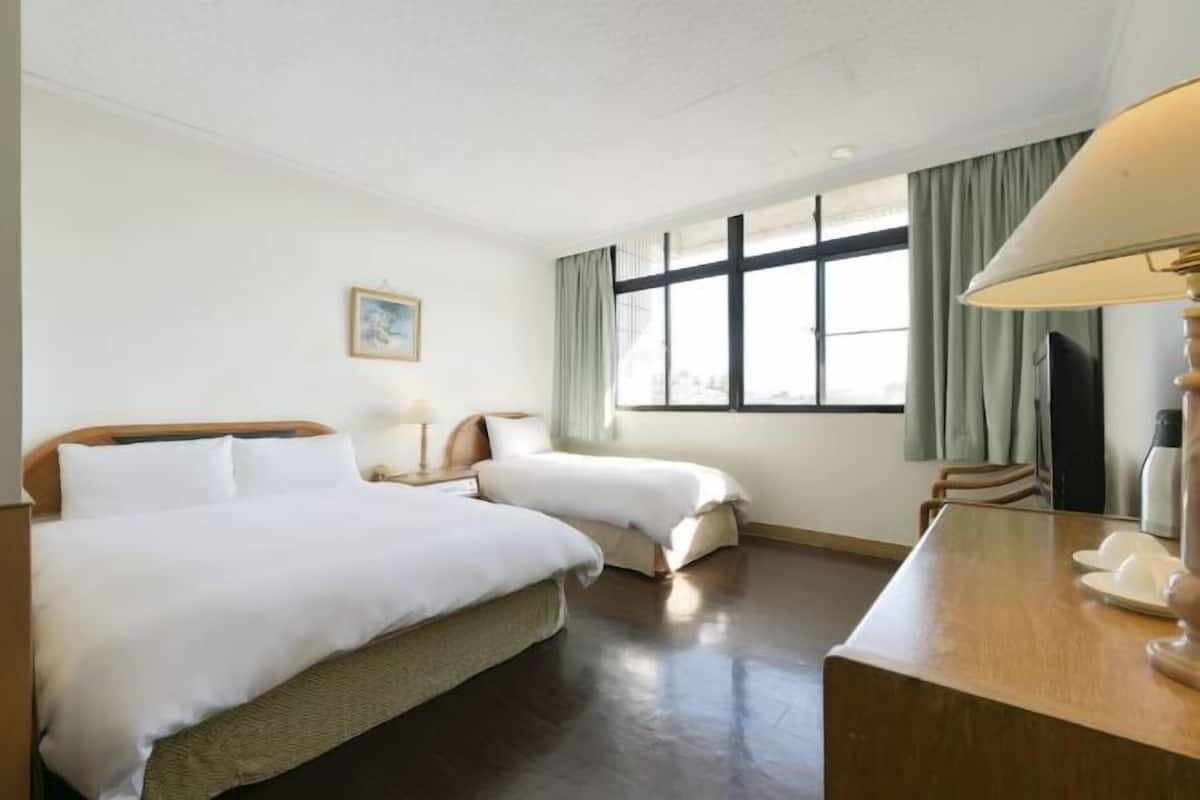 Desk, blackout curtains, soundproofing, free WiFi