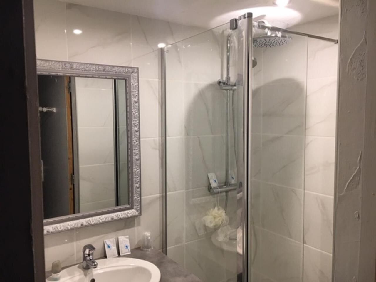 free toiletries, hair dryer, towels