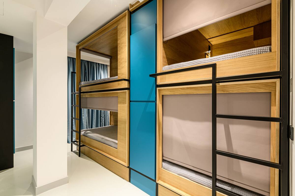 Blackout drapes, soundproofing, WiFi (free), bed sheets