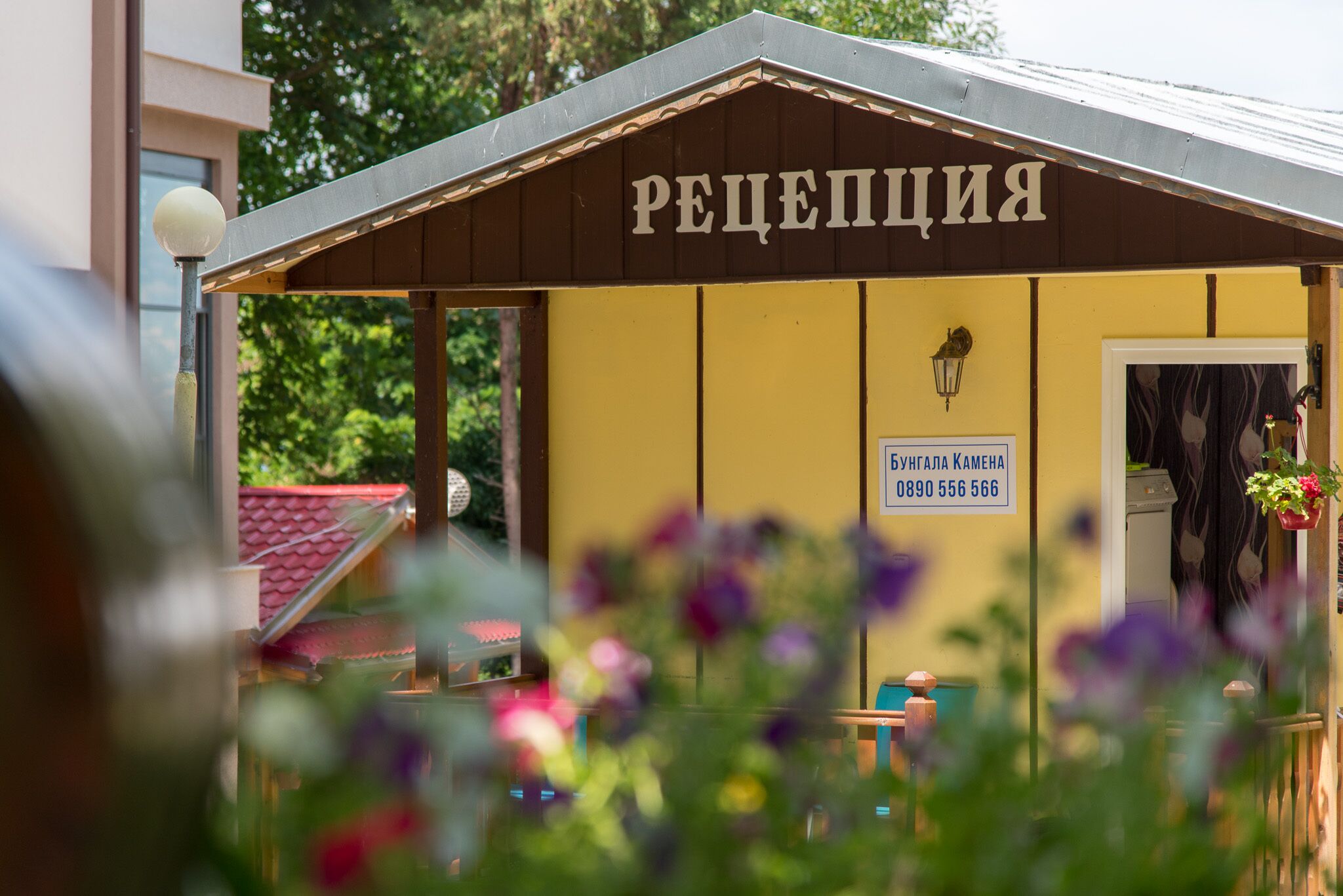 A building with a sign reading 'РЕДЕСПЦИЯ' and a contact number.