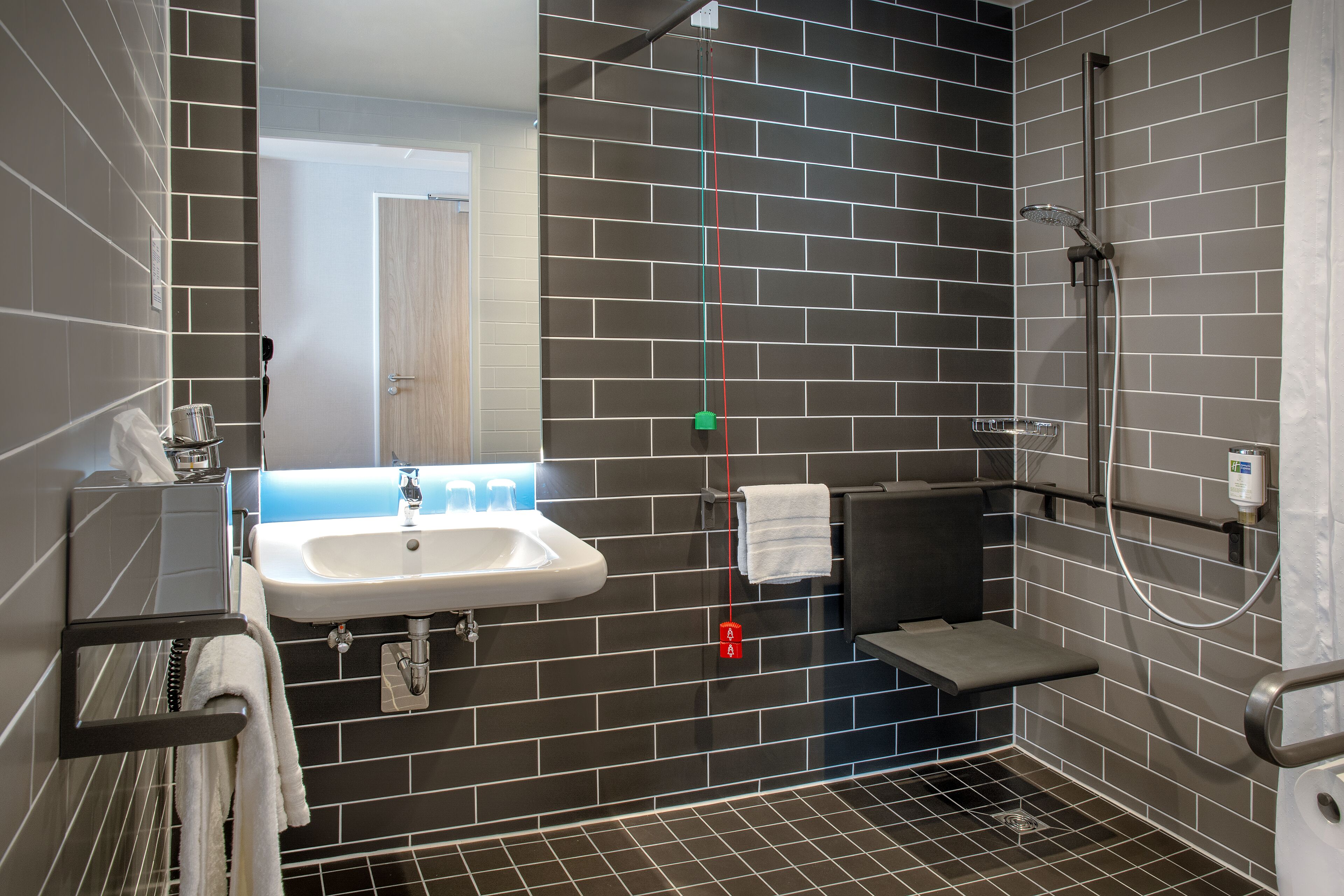 standard room, 1 queen bed (roll-in shower) | bathroom | shower, free toiletries, hair dryer, towels