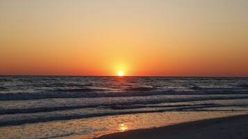 On the beach, beach umbrellas