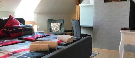 1 slaapkamer, een strijkplank/strijkijzer, wifi, beddengoed