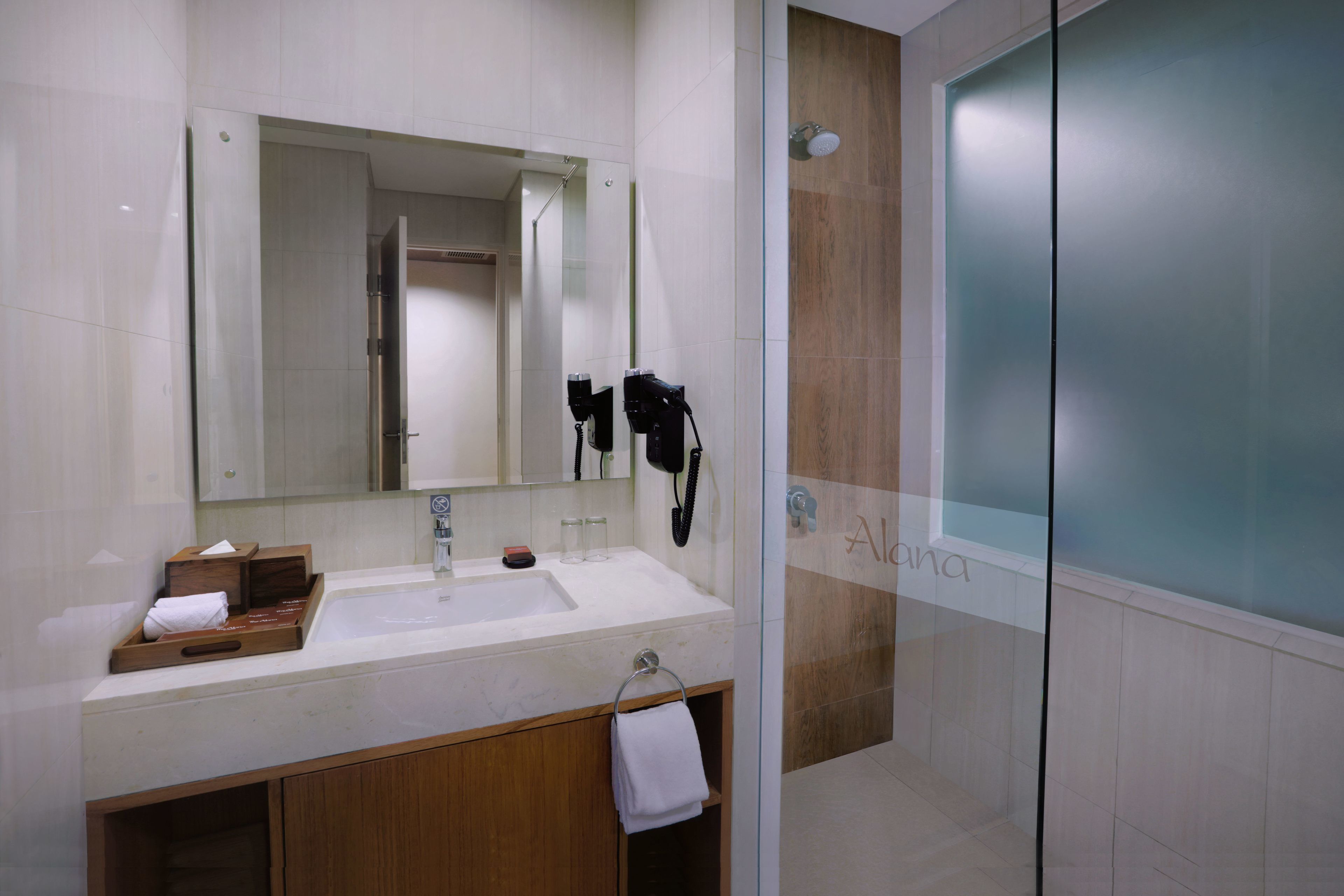 shower, free toiletries, slippers, towels