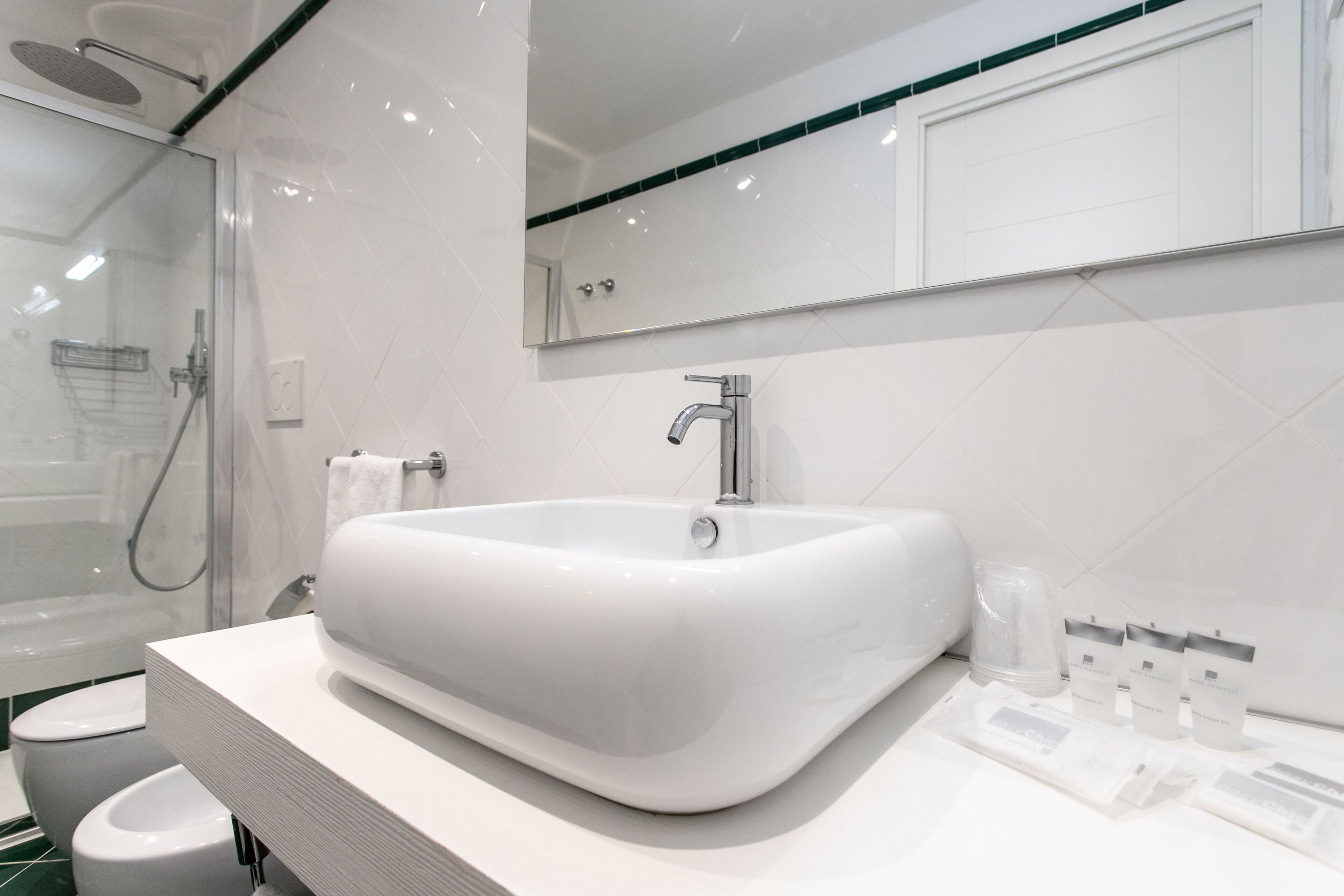 shower, free toiletries, hair dryer, bidet