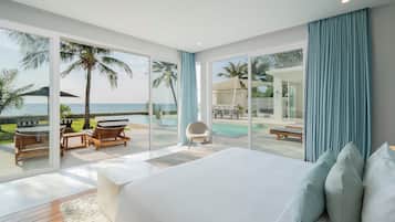 5 bedrooms, premium bedding, free minibar items, in-room safe