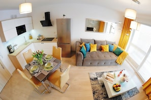 Apartamento luxo | 1 quarto, roupas de cama premium, individualmente decorados