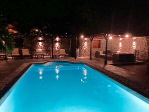 Outdoor pool, pool umbrellas, pool loungers - Villa Ayapana (Le Morne)