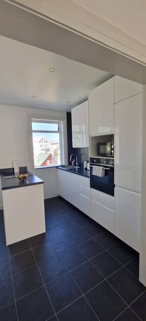 Apartment, 3 Bedrooms, Mountain View | Private kitchen - Theater Row Apartments (Reykjavik)