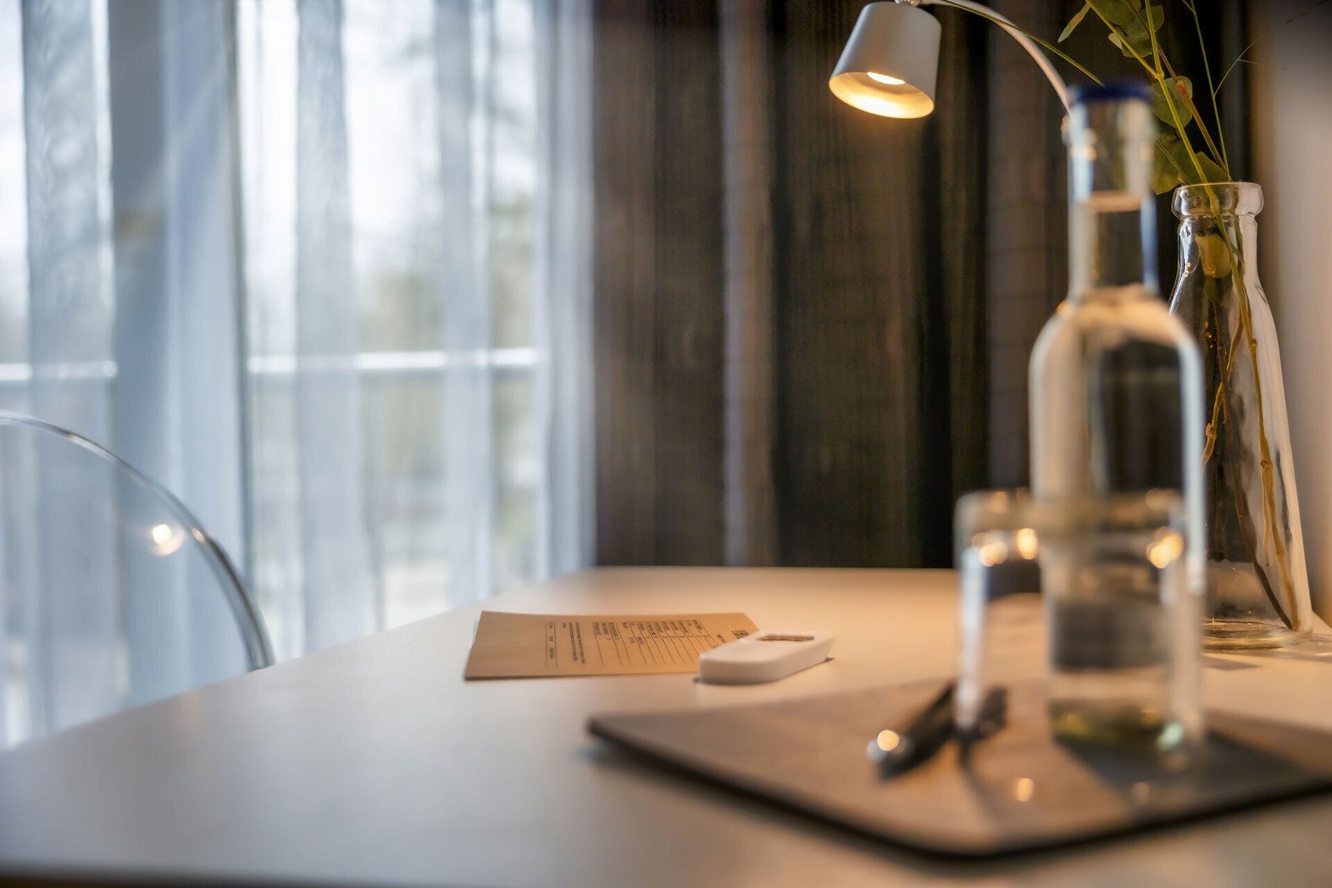 desk, blackout curtains, soundproofing, iron/ironing board