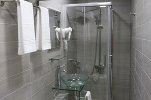 Shower, free toiletries, hair dryer, bathrobes