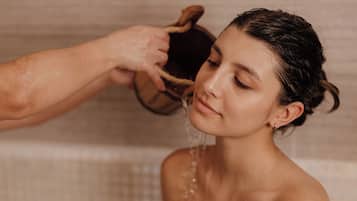 Couples treatment rooms, sauna, hot tub, steam room, hot springs