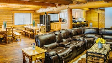 Family Cabin, 3 Bedrooms | Living area | 50-inch flat-screen TV with satellite channels, TV