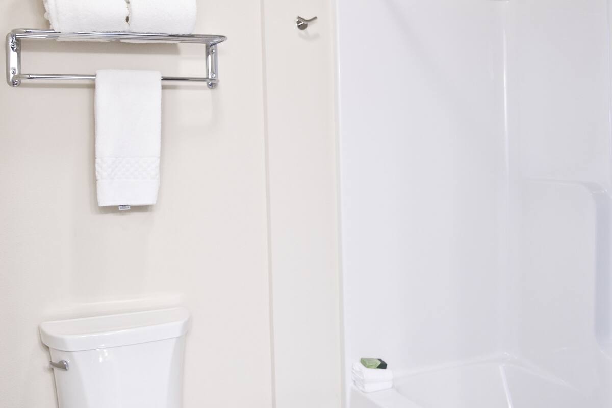 free toiletries, hair dryer, towels