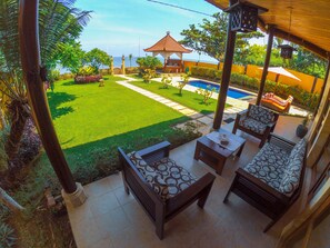 Terrace/patio - Ocean Beachfront
Private Villa Home & Pool with Chef and
Free Welcome Breakfast (Buleleng)