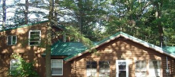 Log Home On Wequas Lake, snowmobile trails & parking, near skiing, dog-friendly