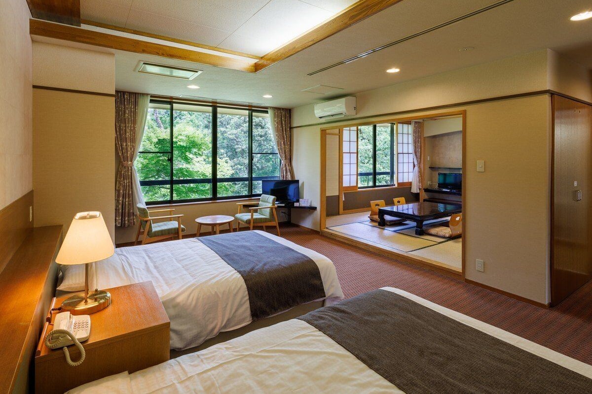 Standard Japanese/Western Style Room, River View | In-room safe
