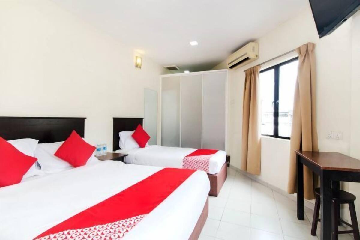 Desk, free WiFi, bed sheets