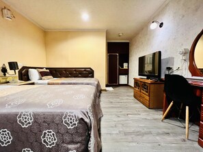 Desk, blackout curtains, free WiFi, bed sheets