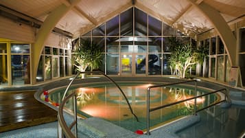 5 indoor pools, 3 outdoor pools, open 8 AM to 8 PM, sun loungers