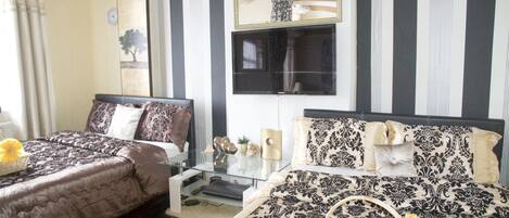 Iron/ironing board, cots/infant beds, free WiFi, bed sheets