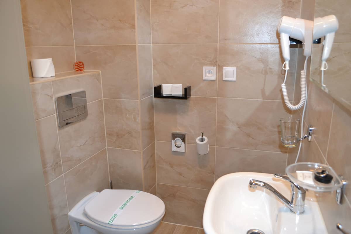 standard double room (plus) | bathroom | free toiletries, towels