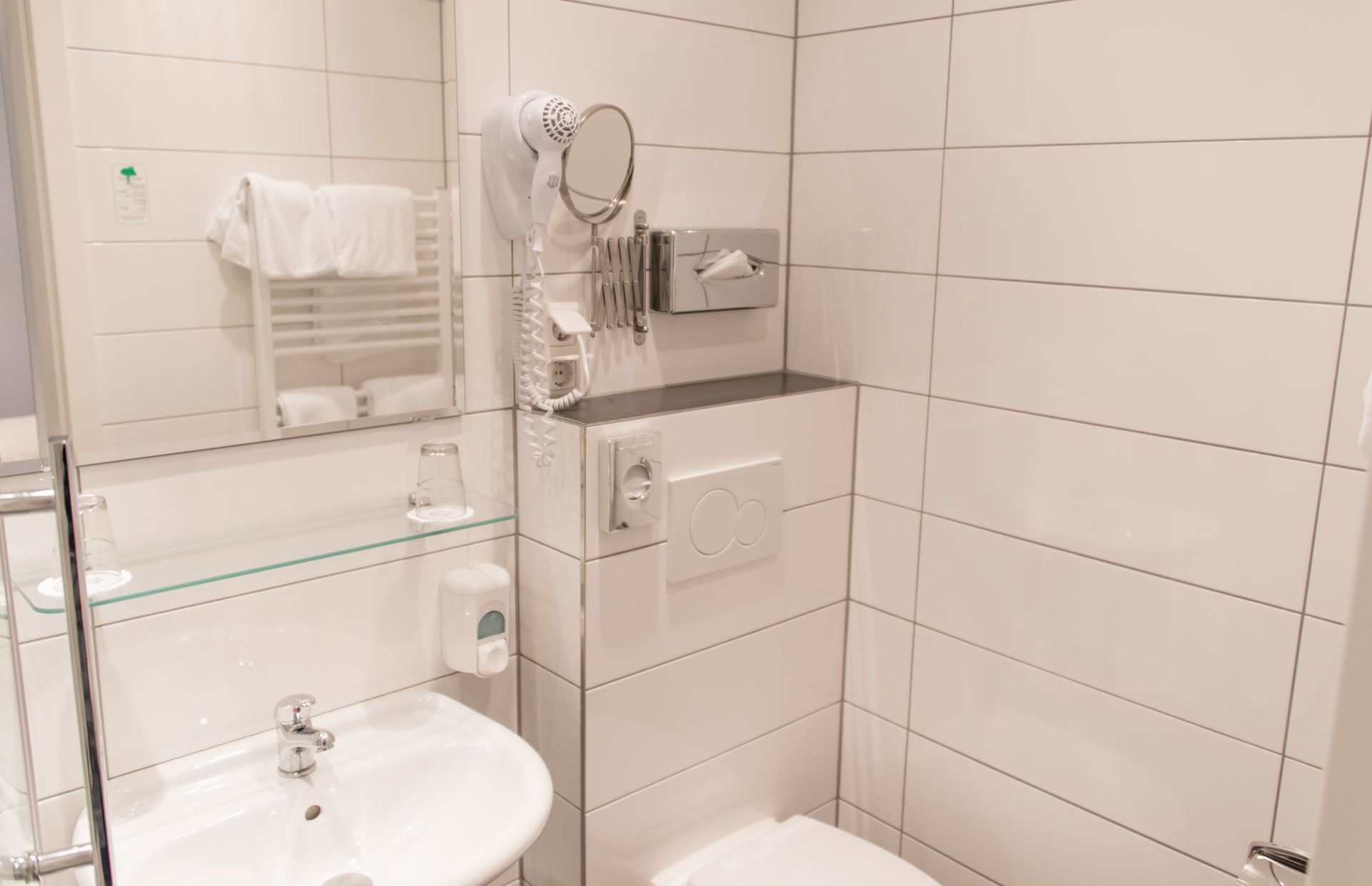 basic single room | bathroom | shower, free toiletries, hair dryer, towels