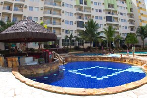 3 outdoor pools, a heated pool