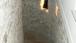 A stone staircase leading to a lower level. - Le Manoir Des Chapelles (Venoy)
