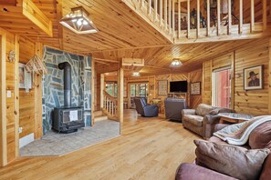 Smart TV, fireplace, DVD player, video library