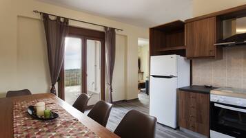 Family Villa, 2 Bedrooms (Villa Foivos) | Private kitchen | Full-sized fridge, oven, stovetop, electric kettle