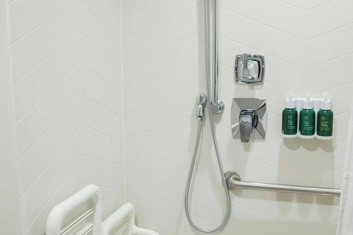 room, 1 king bed, non smoking | bathroom | hair dryer, towels, soap, shampoo