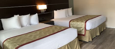 Standard Room, 2 Queen Beds | In-room safe, desk, blackout drapes, iron/ironing board