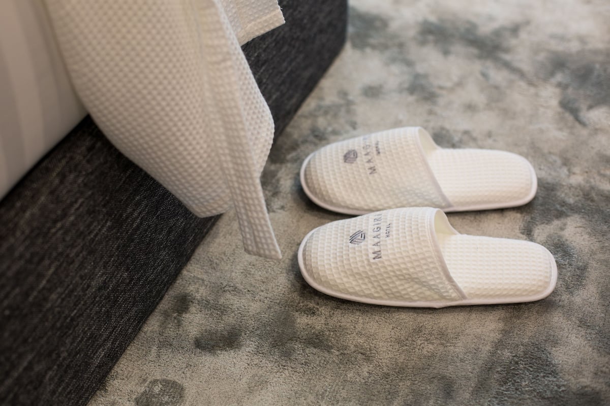 shower, free toiletries, bathrobes, slippers