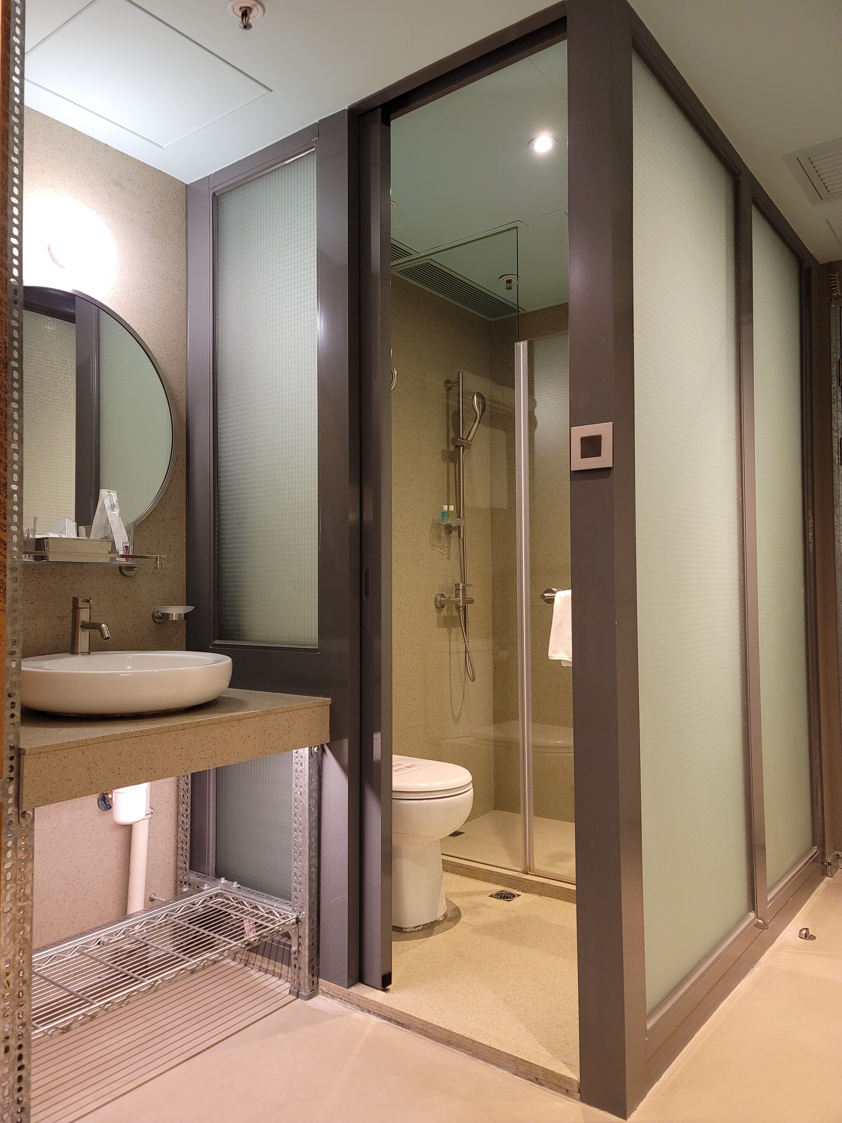 ind queen double | bathroom | hair dryer, slippers, towels, soap