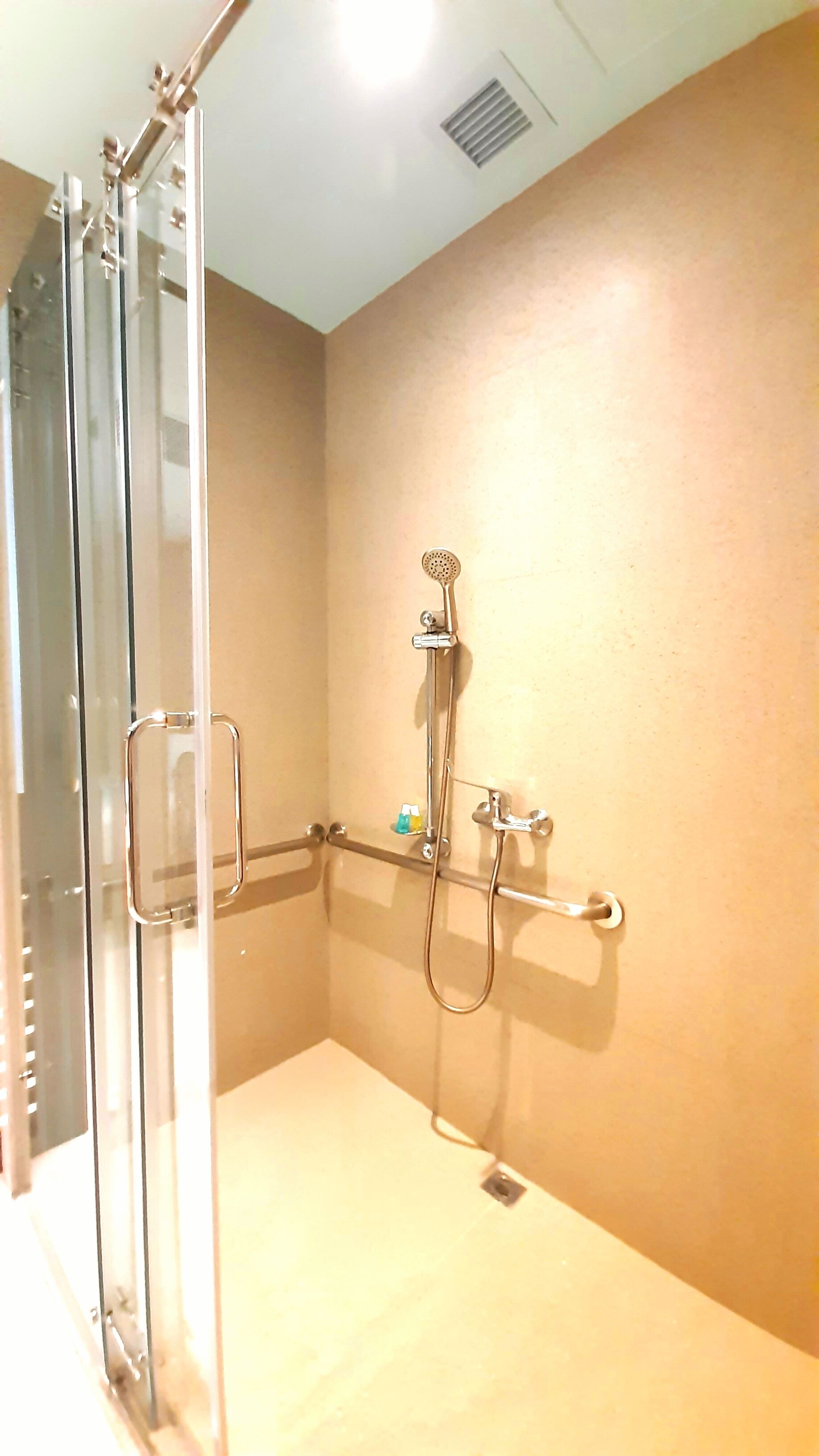 hair dryer, slippers, towels, soap