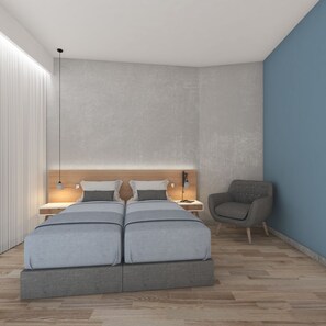 舒适三人房, 1 间卧室 | 1 多间卧室、高档床上用品、客房内保险箱、办公桌