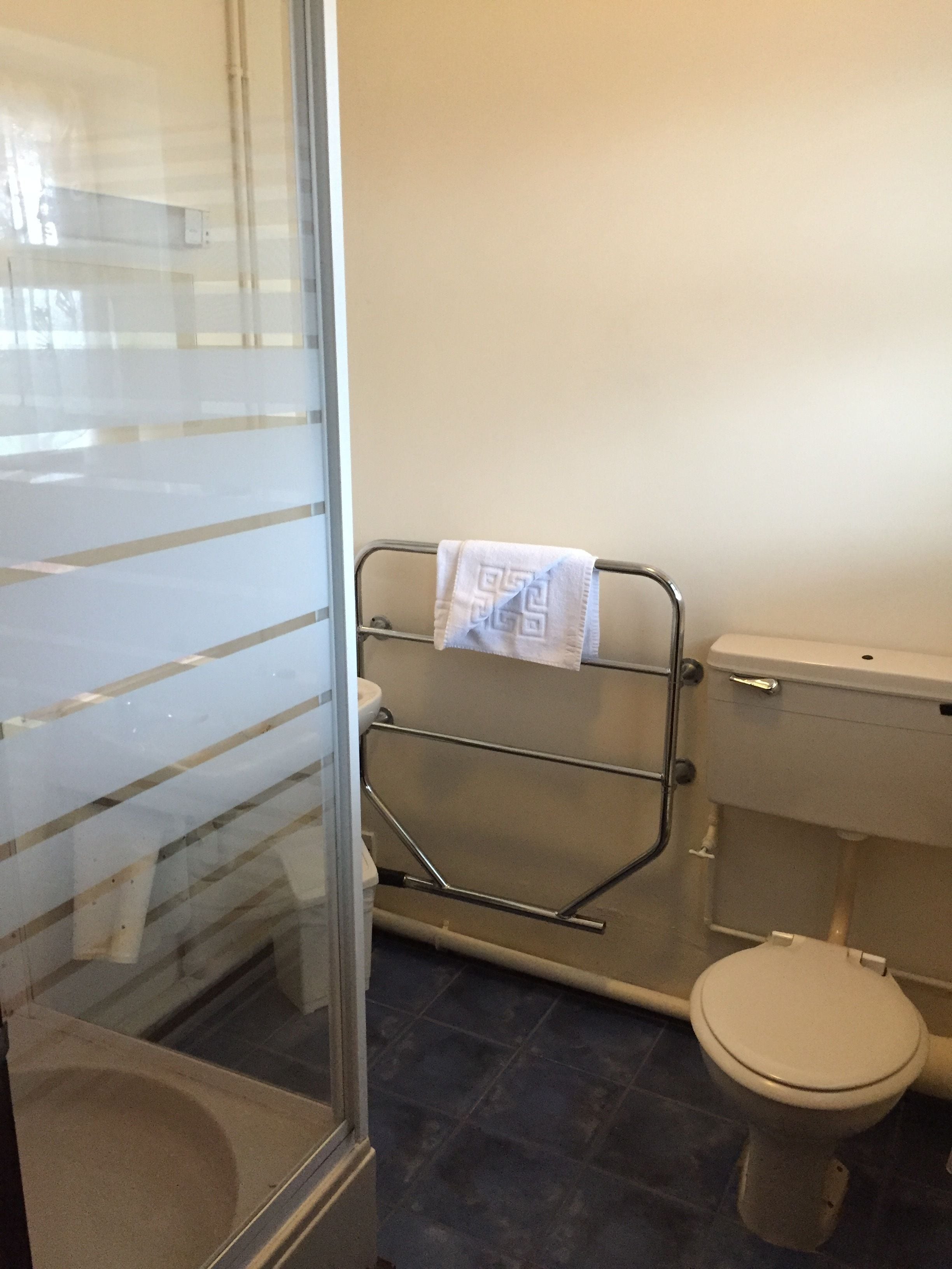 free toiletries, hair dryer, towels