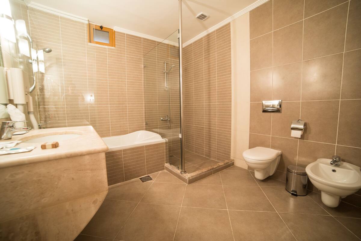 free toiletries, hair dryer, bathrobes, slippers