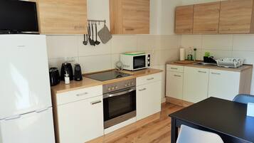 Basic Apartment, 2 Bedrooms | Private kitchen | Espresso maker, fridge, microwave, stovetop