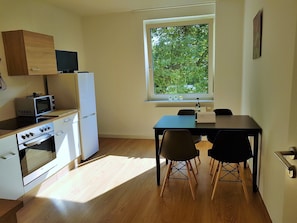 Fridge, microwave, stovetop, dishwasher
