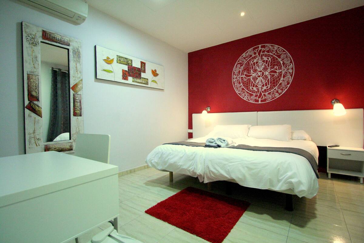 Desk, blackout curtains, iron/ironing board, free WiFi