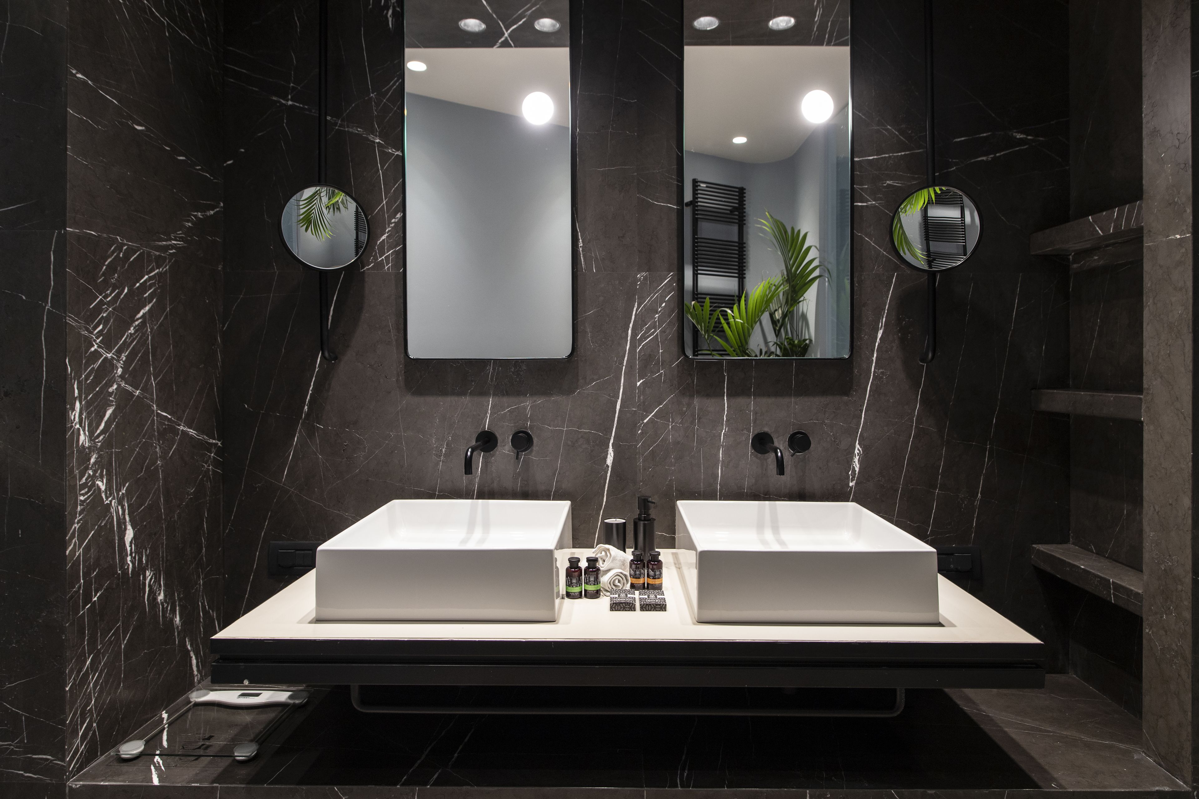 penthouse | bathroom | shower, rainfall showerhead, eco-friendly toiletries, hair dryer